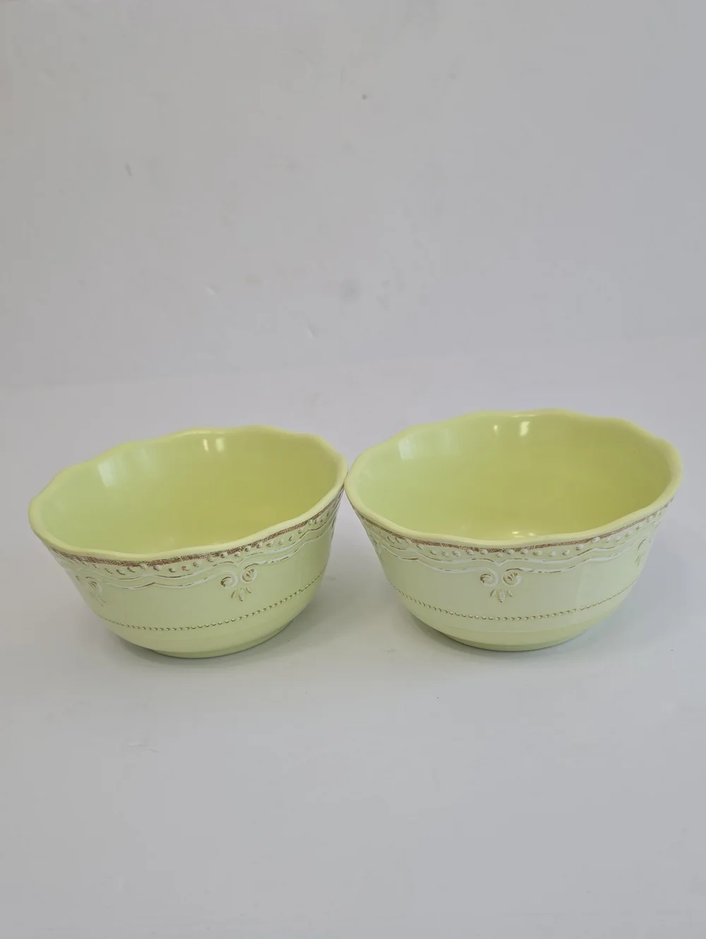 Lenox Set Of 4 French Perle Bowls Melamine Pistachio Green Ice Blue 5 5/8